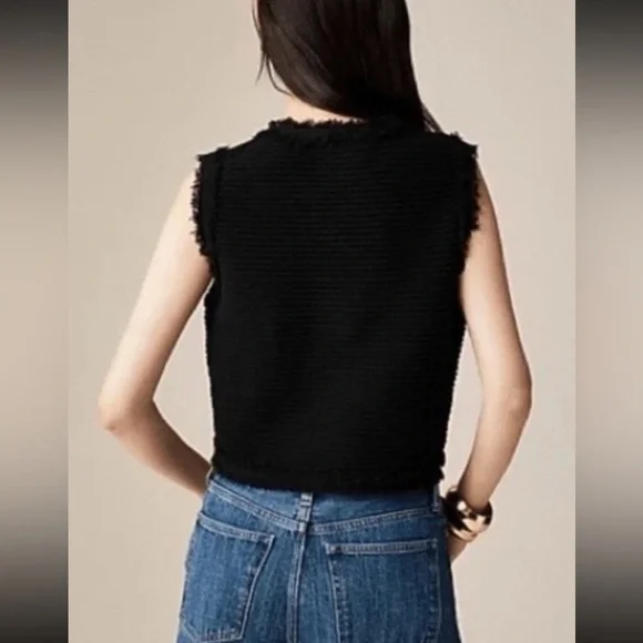 J.Crew NEW! Textured Vest In Fine Boucle Size S In Black - Picture 2 of 9